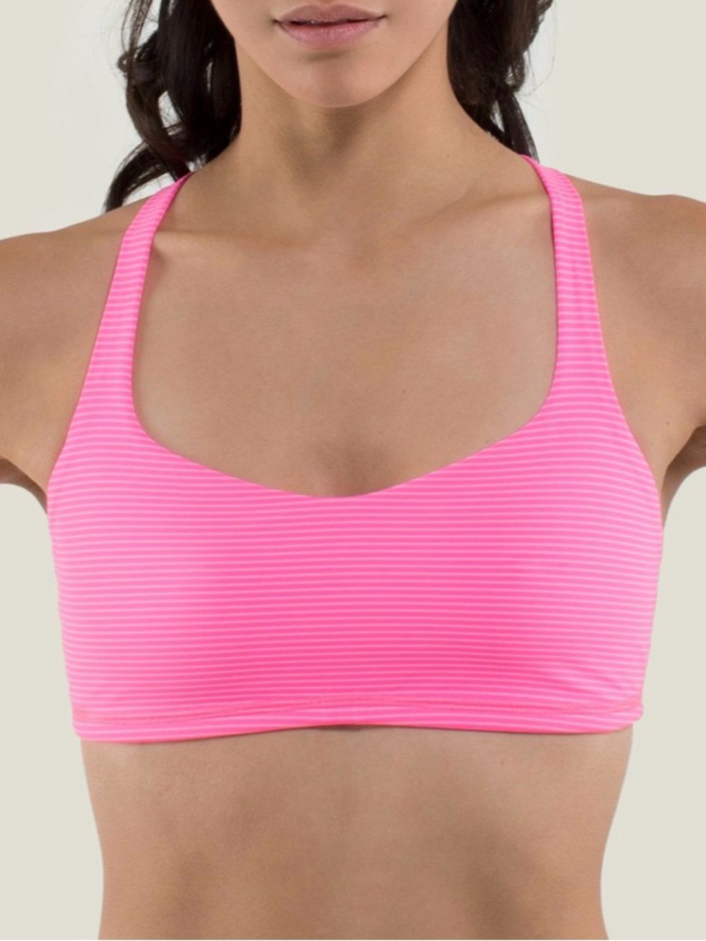 Lululemon Free To Be Bra Mini Hyper Stripe Zing Pink Light Size 4 Strappy Hot